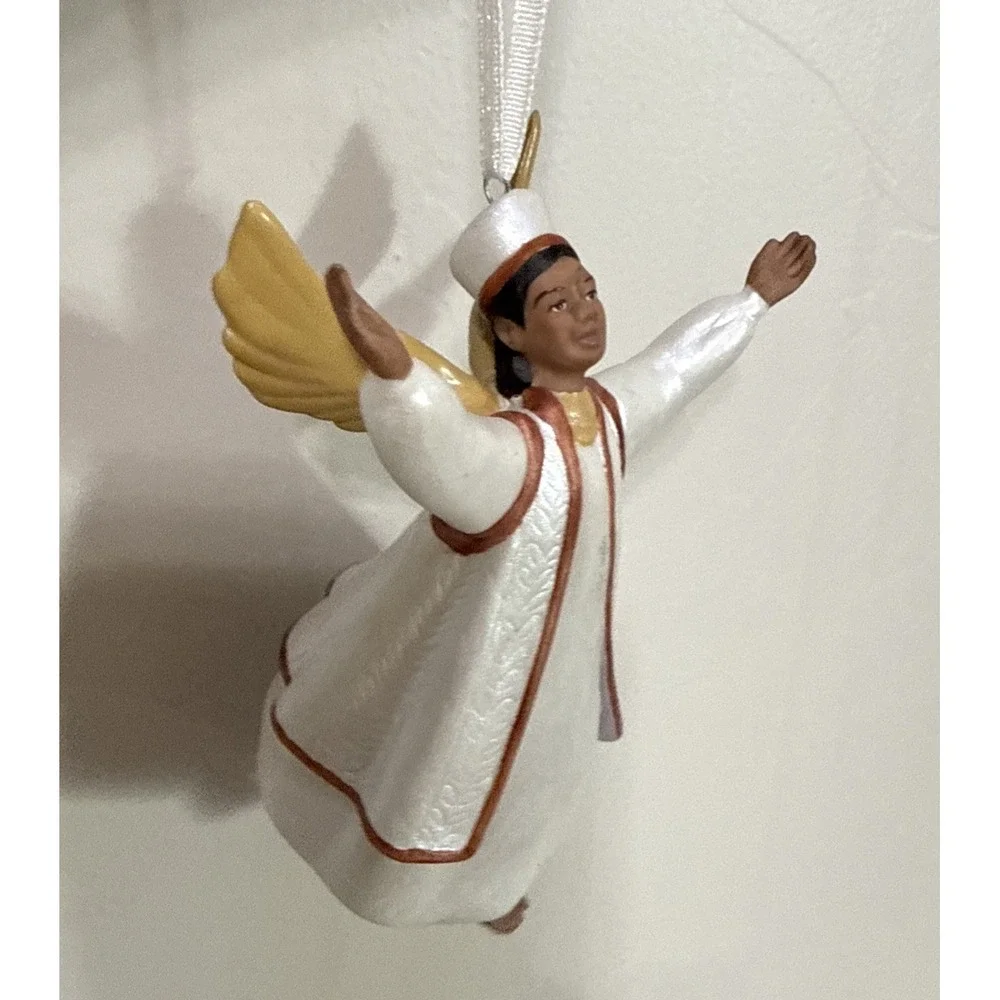 Vintage 2001 Hallmark Keepsake Graceful Black Angel Bell Porcelain Ornament